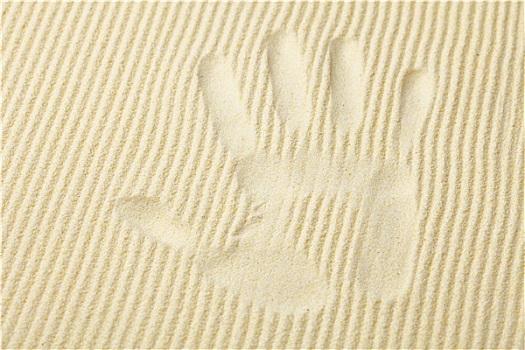 痕迹,手掌,水面,黄色,沙子