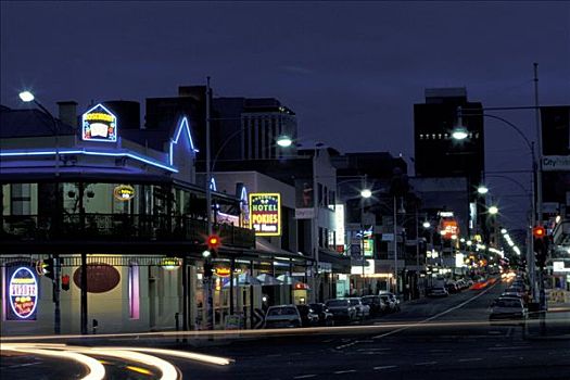 街道,阿德莱德市,夜晚,澳大利亚