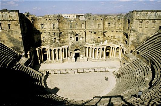 叙利亚,罗马人,剧院,俯视图