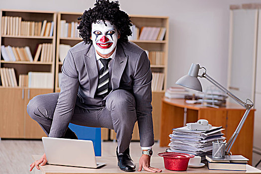 小丑,商务人士,工作,办公室