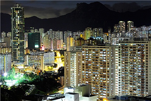 九龙,夜晚,市区,香港