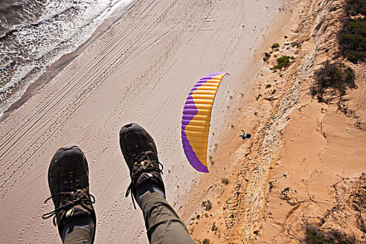 滑翔伞,高处,海岸,自然公园,塞维利亚,安达卢西亚,西班牙
