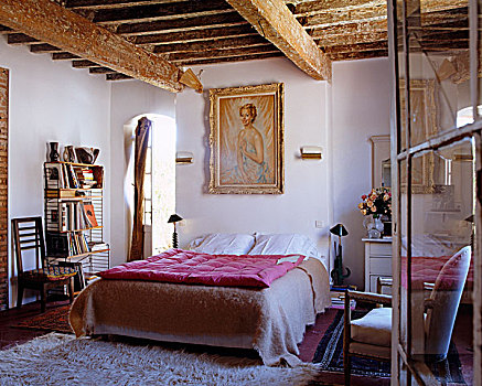 20世纪30年代,肖像,高处,床,乡村,卧室