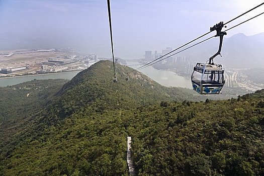 缆车,穿过,大屿山,香港,中国