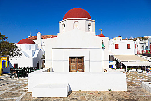 教堂,米克诺斯城,米克诺斯岛,基克拉迪群岛,希腊
