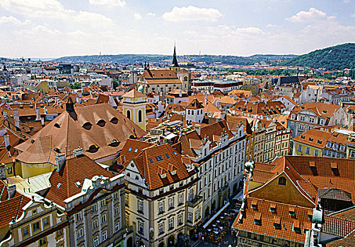 老城,餐馆,房顶,布拉格,捷克共和国