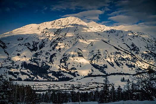 冬日雪景,中国,阿尔泰山区