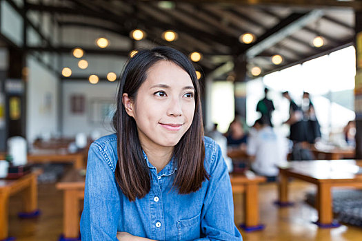 女人,享受,食物,餐馆