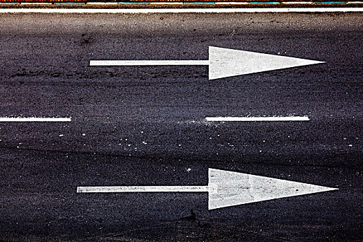俯视,风景,两个,箭头,道路,标记,黑色,柏油路,西班牙