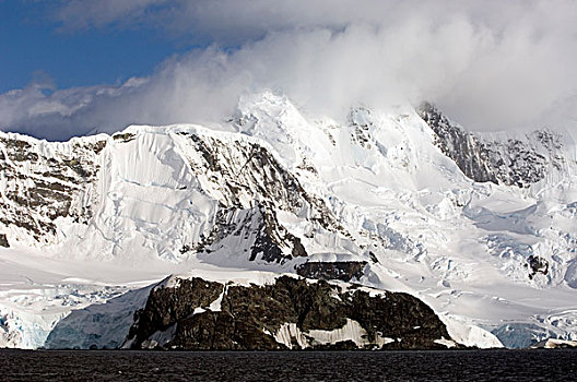 崎岖,山,海峡,南极