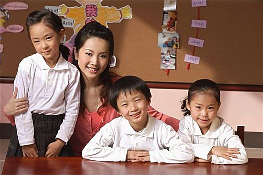 年輕,學童,教師,教室