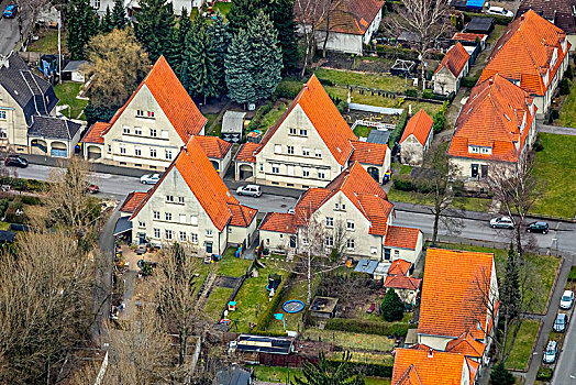 开采,不动产,房子,红色,屋顶,瓷砖,博特罗普,鲁尔区,北莱茵威斯特伐利亚,德国