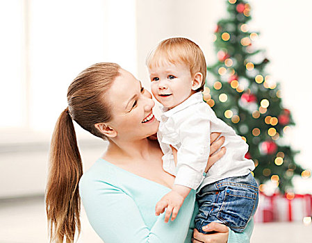 圣诞节,圣诞,冬天,家庭,人,高兴,概念,母亲,可爱,婴儿