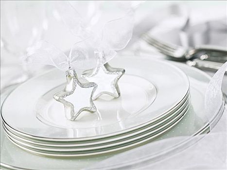 餐具,圣诞装饰,白色,桌子