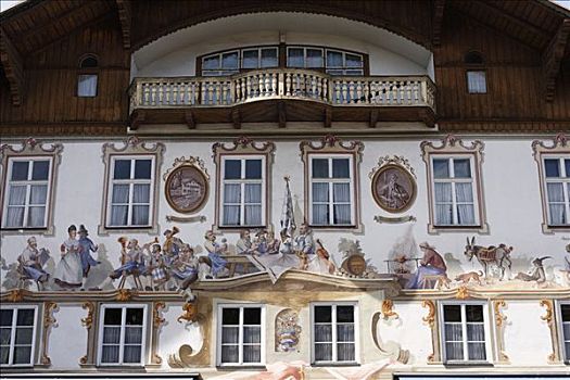 壁画,上巴伐利亚,德国,欧洲