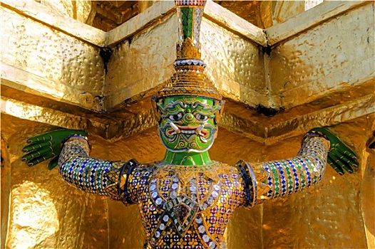 战士,雕塑,玉佛寺,曼谷,泰国