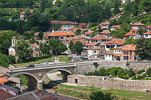 保加利亚,中心,山,大特尔诺沃,老,要塞,区域,俯视图,乡村