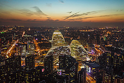 北京望京地区夜景