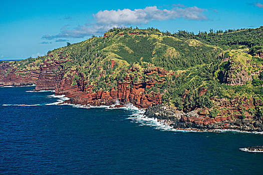 风景,海洋,红色,悬崖,北岸,毛伊岛,夏威夷