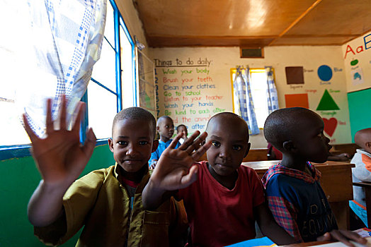 学童,小,学校,近郊,卢旺达,非洲