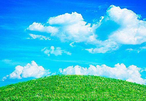 茂密,绿色,山,蓝天,云
