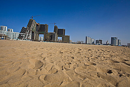 建筑,特色,施工,独特,结构,大楼,沙滩,荒漠,碧海台,秦皇岛