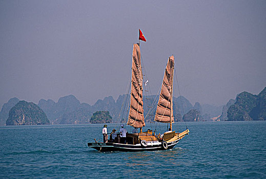 亚洲,越南,下龙湾,帆船,航行