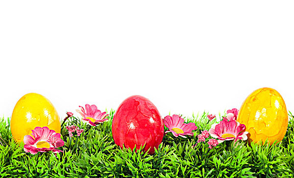 复活节,彩色,复活节彩蛋,草地
