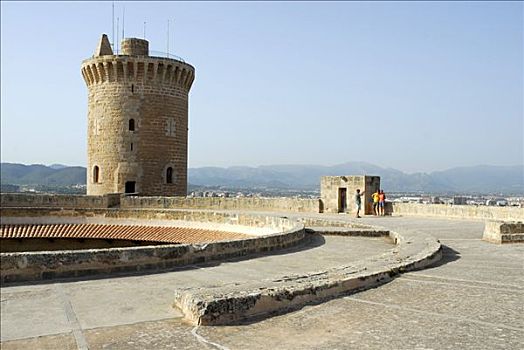 圆,城堡,13世纪,今日,历史,博物馆,帕尔马,马略卡岛,巴利阿里群岛,西班牙,欧洲