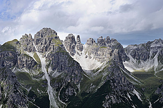 风景,观注,平台,左边,右边,白云岩,山,山脉,提洛尔,奥地利,欧洲
