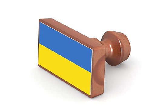木质,图章,乌克兰,旗帜
