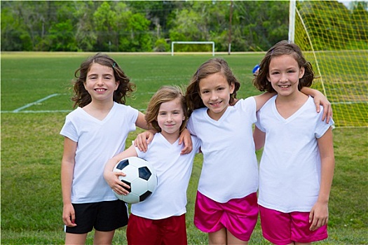 足球,儿童,女孩,团队,运动