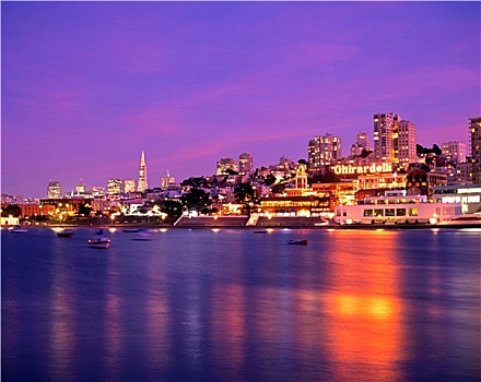 购物,区域,黄昏,风景,港口,旧金山,美国