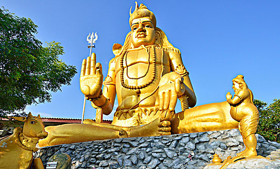 金色,湿婆神,雕塑,印度教,庙宇,东方,省,斯里兰卡,亚洲