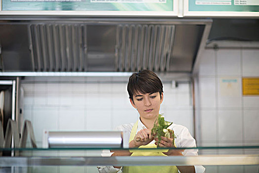 美女,做饭,快餐,店