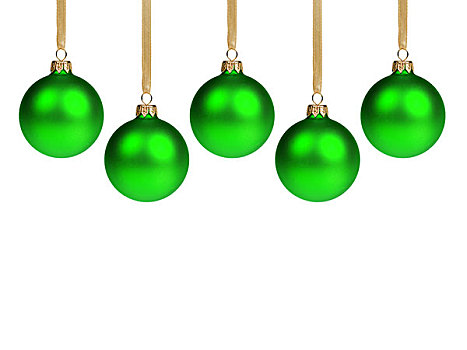 绿色,圣诞节,彩球,白色背景