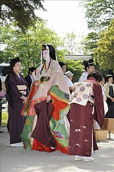 中心,节日,穿,传统头饰,贵重,和服,京都,日本,亚洲