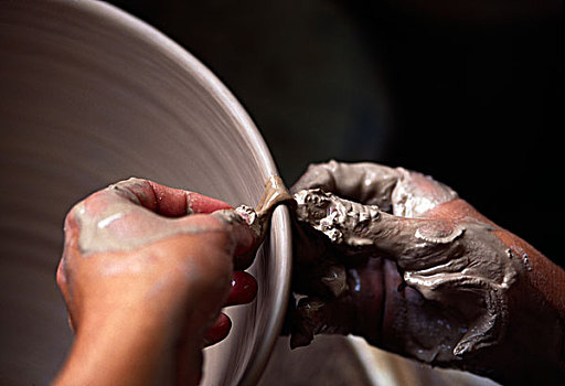 遮盖,粘土,制作,陶瓷,器具,轮子