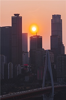重庆渝中半岛夕阳风光