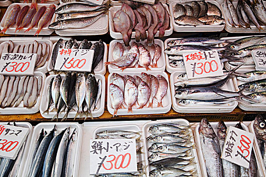 海鲜,市场货摊,东京都,日本