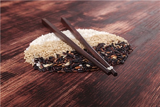 混合,米饭,筷子