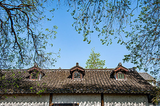 上海市金山区枫泾古镇古建筑房顶之窗