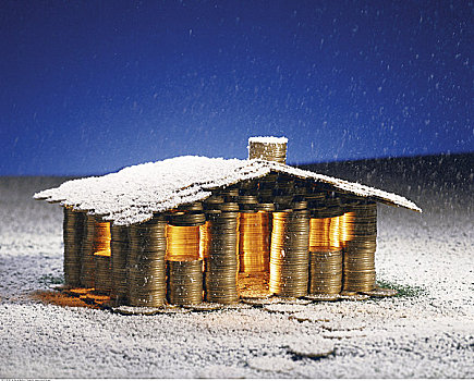 房子,硬币,冬天