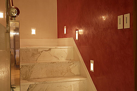 大理石,楼梯,红色,墙壁,地面