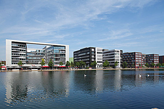 德国,北莱茵威斯特伐利亚,杜伊斯堡,现代办公室,建筑,内港