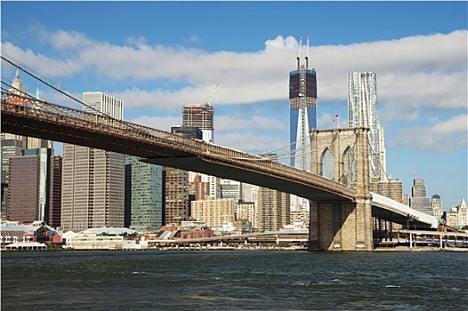 风景,布鲁克林大桥,自由,塔,曼哈顿