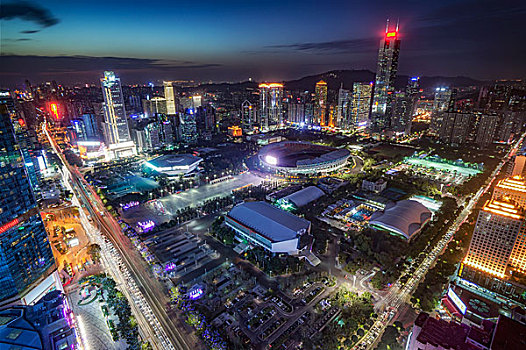 广州城市风光夜景天河体育中心