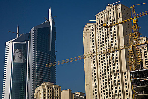 阿联酋,迪拜,建筑,施工,塔,背景