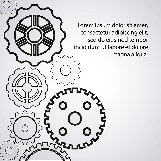 齿轮_白色_机器零件_设计_圆_金属_象征_隔绝_剪影_矢量_插画_高清