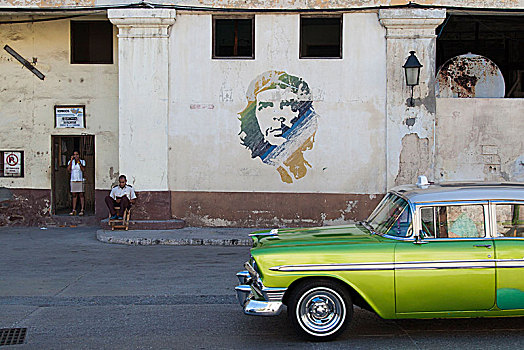 加勒比,古巴,哈瓦那,街景,涂鸦,老爷车